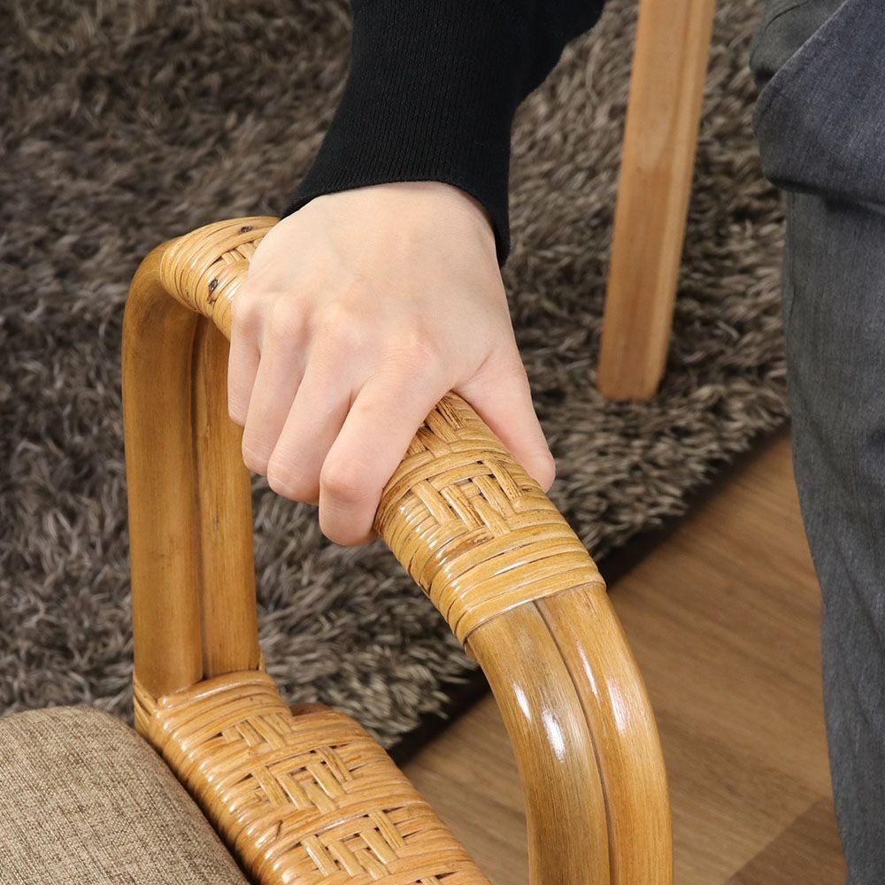 不二貿易 ラタン　つかまり収納ステッキ　ＨＹ【メーカー直送・代引不可】, ライトブラウン, 幅310mm&times;奥行390mm&times;高さ550mm