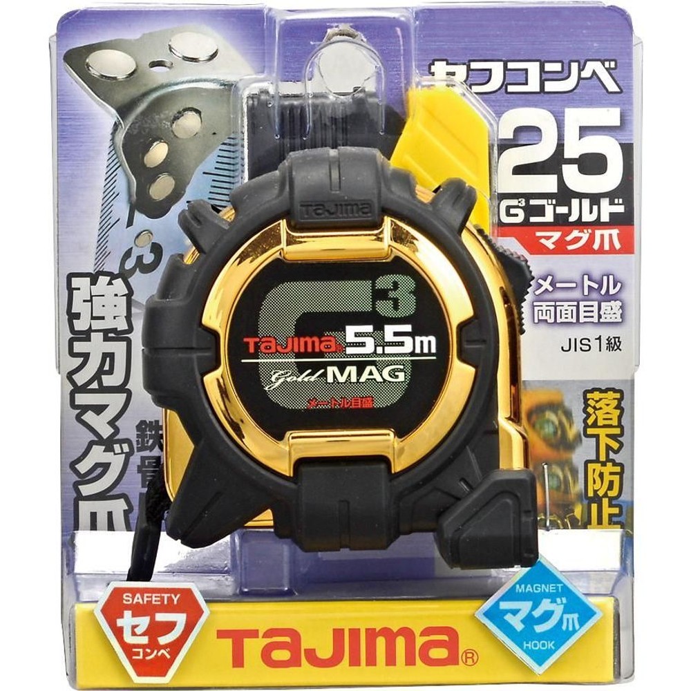 TAJIMA（タジマ）　G3ゴールド 25mm幅5.5m セフマグ　SFG3GLM25-55BL, ブラック/ゴールド, 5.5m