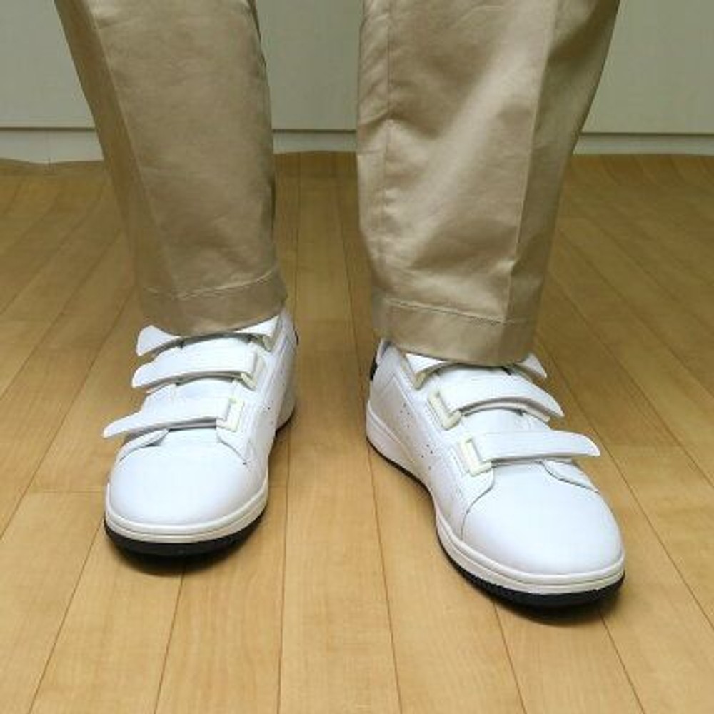 【在庫限り】脱ぎ履きラクラク反射付シューズ002Ｍ ホワイト, WH（24.5）, 24.5cm