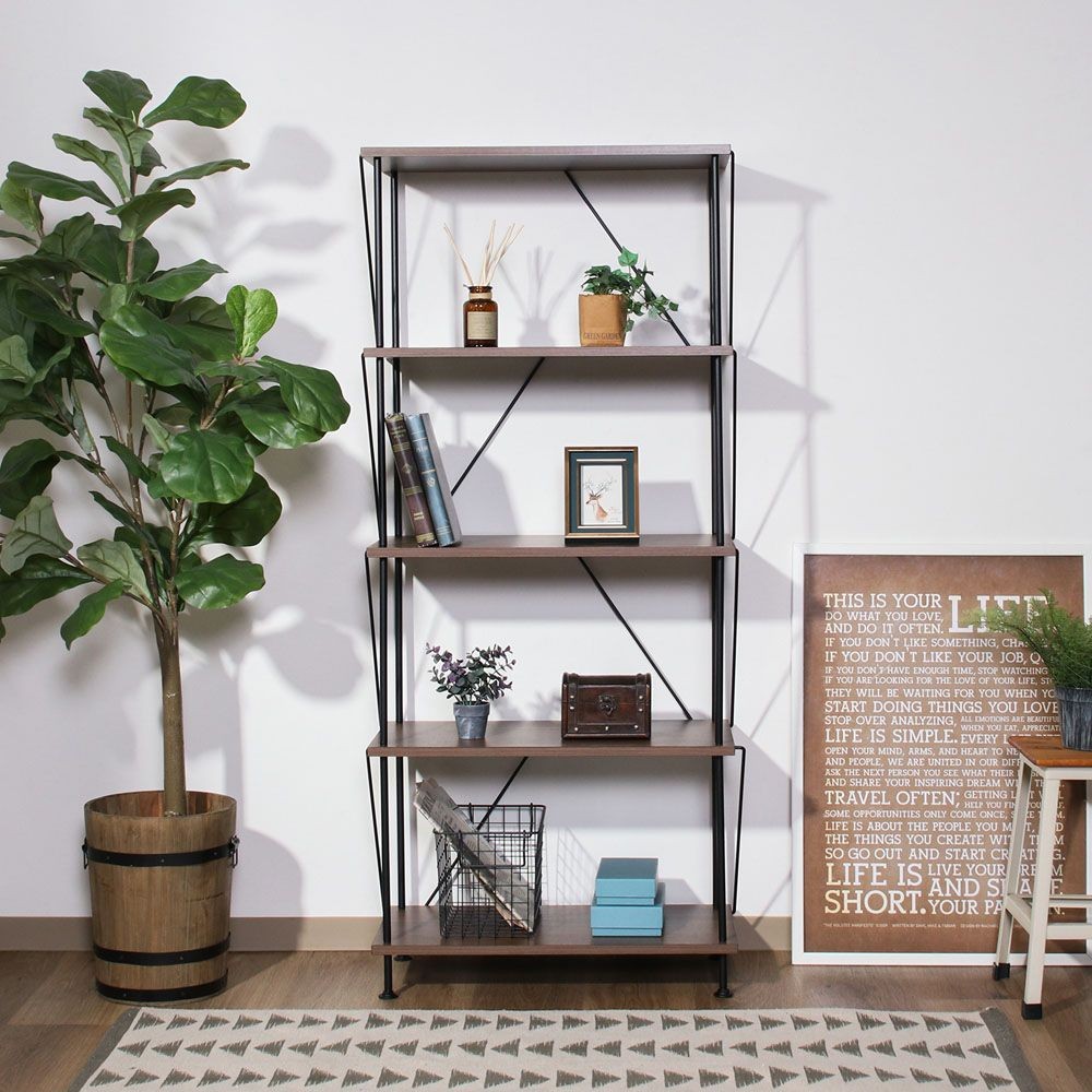 不二貿易 ＥＺＢＯツイストロック　オープンラック５段　ＭＢＲ【メーカー直送・代引不可】, ライトブラウン, 幅615mm&times;奥行306mm&times;高さ1390mm