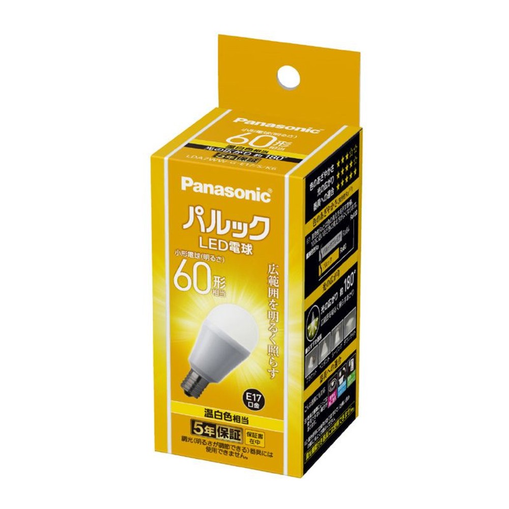 小型ＬＥＤ60Ｗ／ＬＤＡ7ＷＷＧＥ17ＳＫ6, その他カラー１, 1個入り
