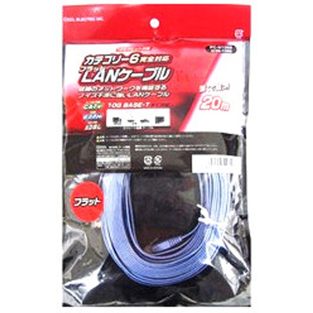 ＯＨＭ　カテゴリー6フラットＬＡＮケーブル, ブルー, 5.0m