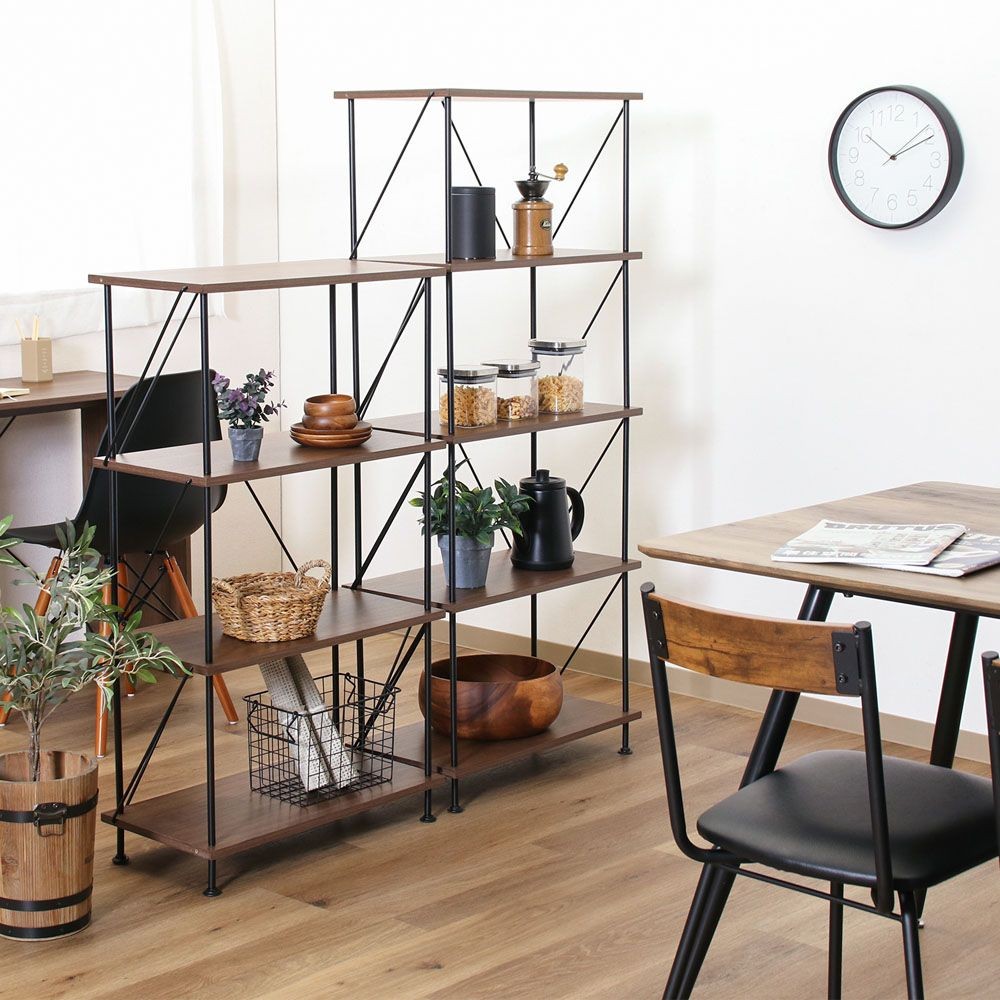 不二貿易 ＥＺＢＯツイストロック　オープンラック５段　ＭＢＲ【メーカー直送・代引不可】, ライトブラウン, 幅615mm&times;奥行306mm&times;高さ1390mm