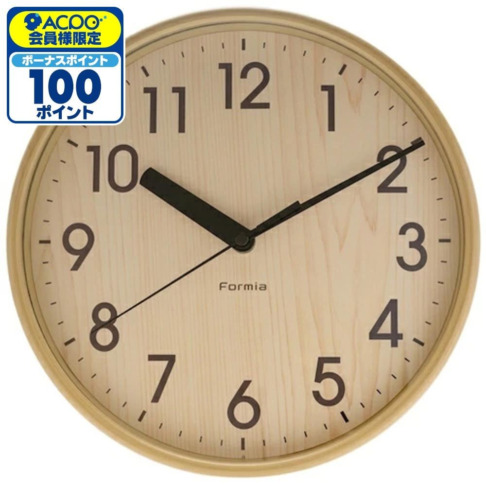 保土ヶ谷電子販売 フォルミア掛時計 HIC-006W-N, ベージュ, 幅254mm&times;奥行254mm&times;高さ43mm