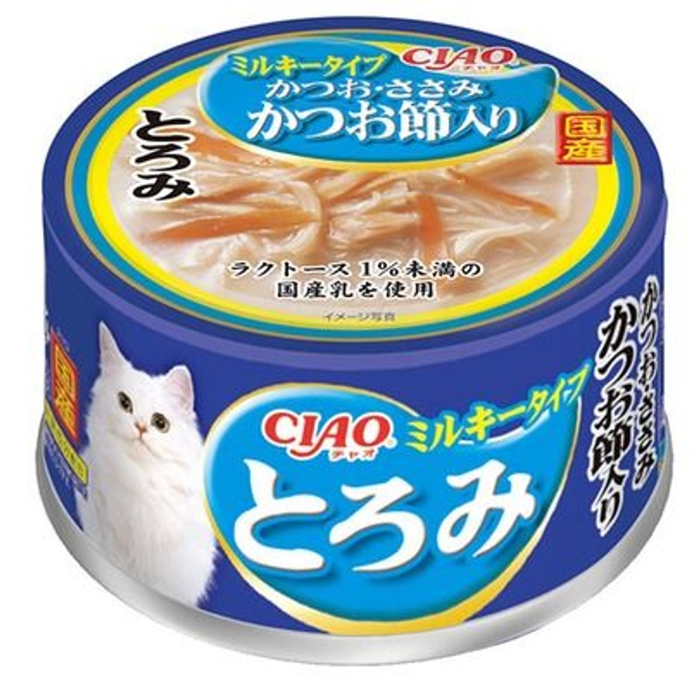 いなば　チャオとろみ　ミルキーかつお節入り　80ｇ, かつお・ささみ かつお節入り, 80g
