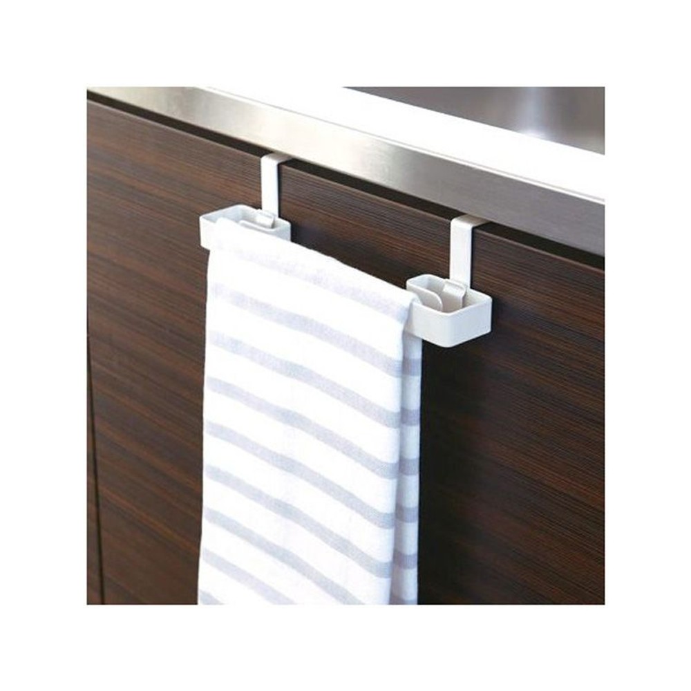 山崎実業 レジ袋＆タオルハンガー プレート Plate ホワイト 7918, ホワイト, 22.3×6.5×5.7cm