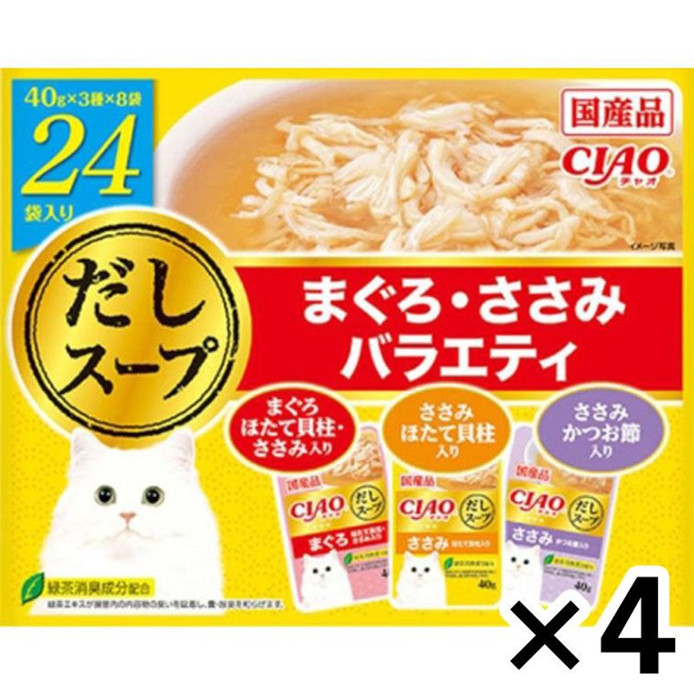 いなば　チャオスープ　まぐろささみＶ　24袋 &times;4個セット, まぐろささみＶ, 4P
