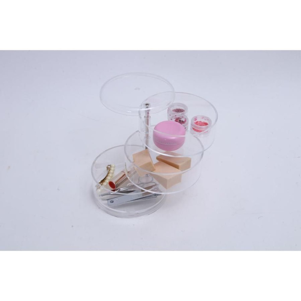 不二貿易  ＰＳコスメ収納　3段ラウンド小物入れ 【メーカー直送 代引不可】, クリア, 14384