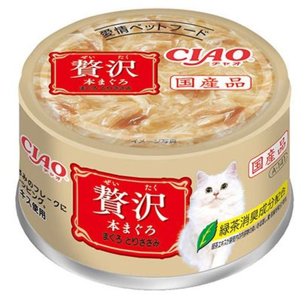 チャオ　贅沢本まぐろ　まぐろ・とりささみ　80ｇ, まぐろ・とりささみ, 80g