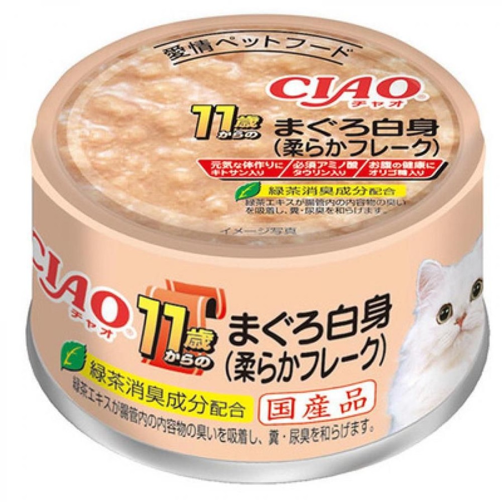 チャオ CIAO ホワイティ 11歳からのまぐろ白身 柔らかフレーク 85g, 11歳からのまぐろ白身, 85g