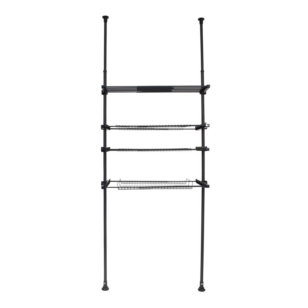 WIZ&rsquo;A ウィザ デザイン突っ張り洗濯機ラック, ブラック, 4段