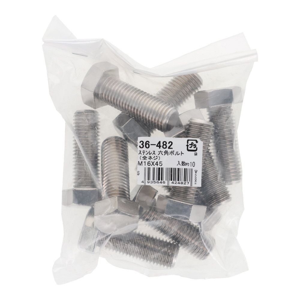 ステンレス　六角ボルト　Ｍ１６&times;４５　１０入, ボルト, M16&times;45