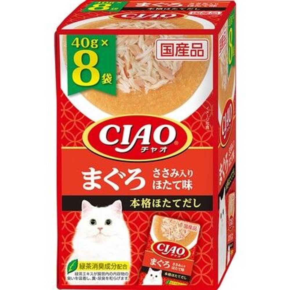 いなば　チャオパウチ　まぐろささみ入りほたて味　４０ｇ&times;８袋, まぐろささみ入りほたて味, 40g&times;8袋