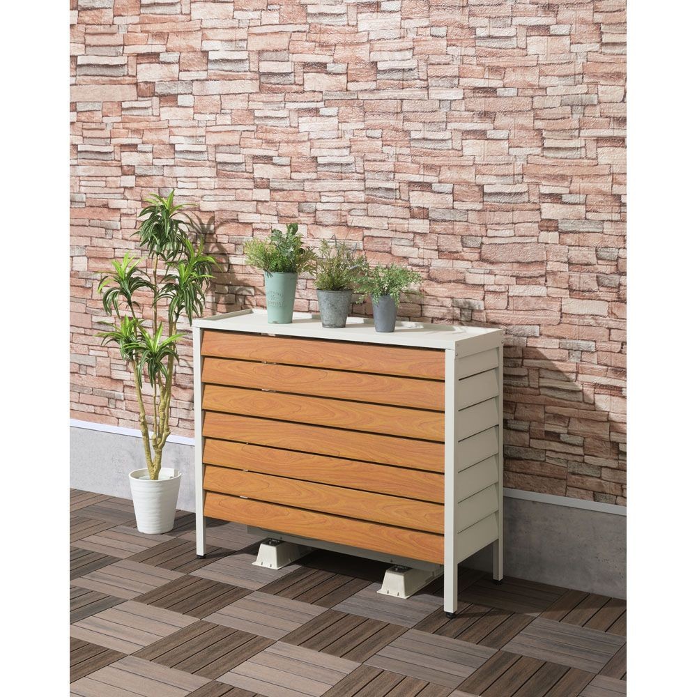 アルミ室外機カバー  ルーバー大型【メーカー直送・代引不可】, ブラック, 大型