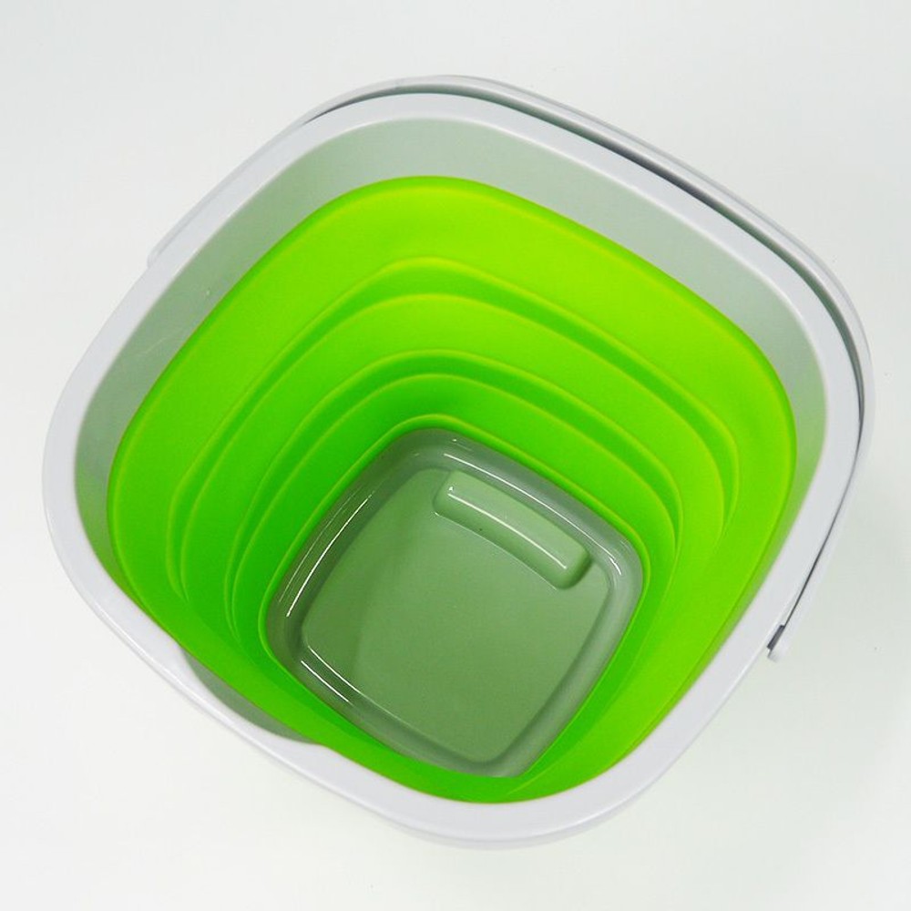 コンパクトに折りたためるソフトバケツ, グリーン, 5.0L