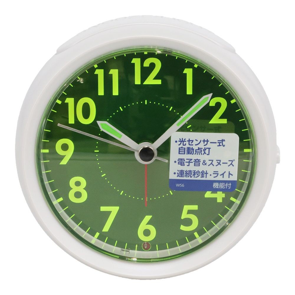 ウィザ WIZ'A 自動点灯機能付きアナログ目覚まし時計, パールホワイト, WIZA-T036