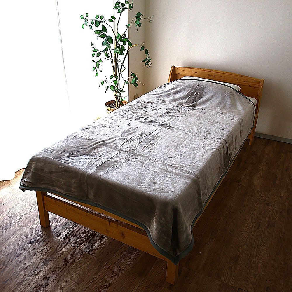アクリルレーヨン混　ニューマイヤー毛布　１４０&times;２００ｃｍ　グレー, グレー, 140&times;200cm