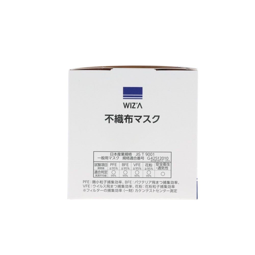WIZ'A ウィザ　不織布マスク　６５枚, ホワイト（ふつう）, やや小さめ