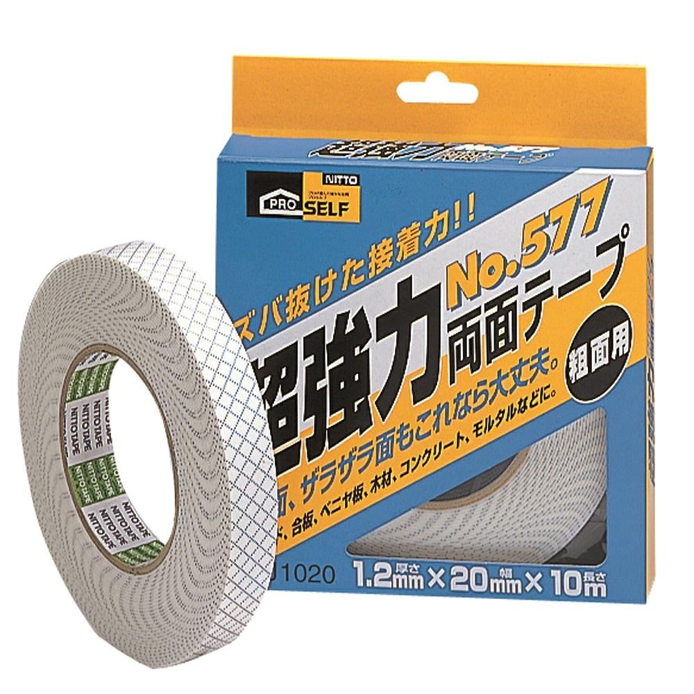 ニトムズ 超強力両面テープ No.577 粗面用 20mm&times;10m J1020, 粗面用, 20mm&times;10m