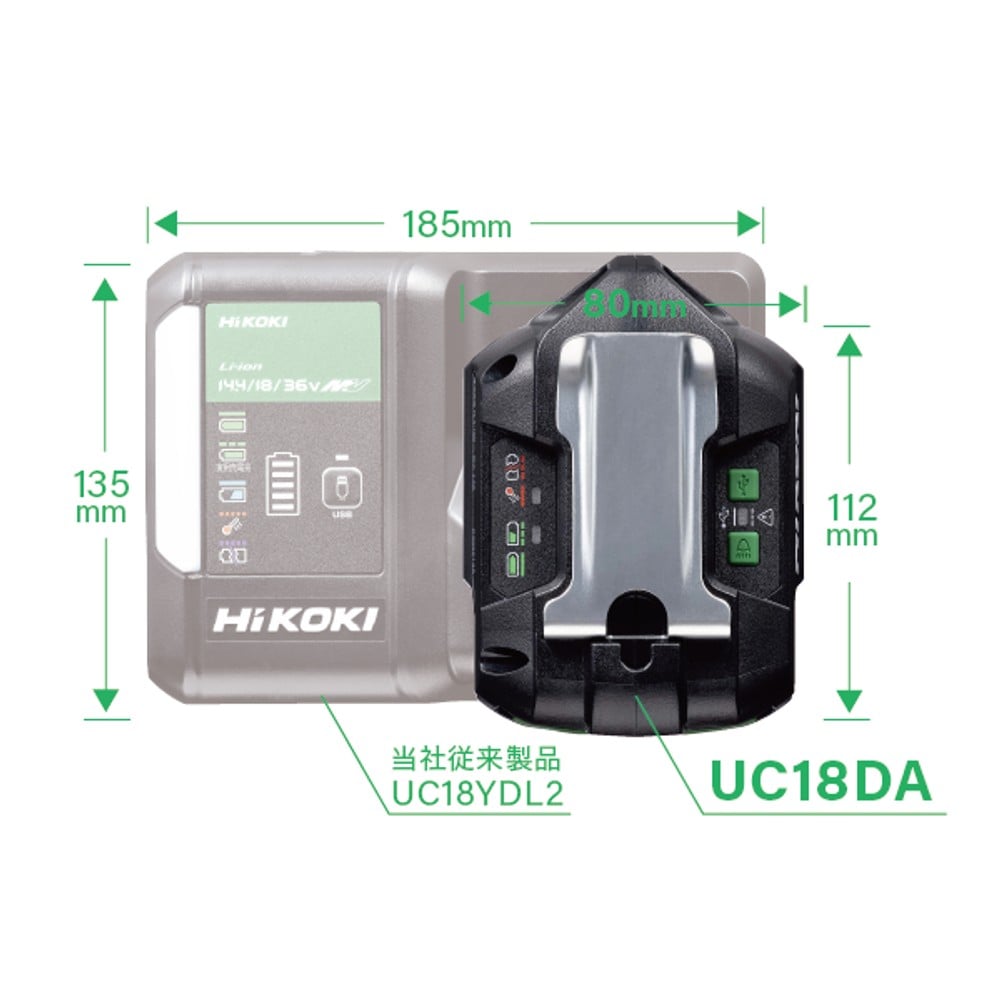 HiKOKI　ＵＳＢ対応充電器ＵＣ１８ＤＡ（ＮＭ）, ブラック, UC18DA(NM)