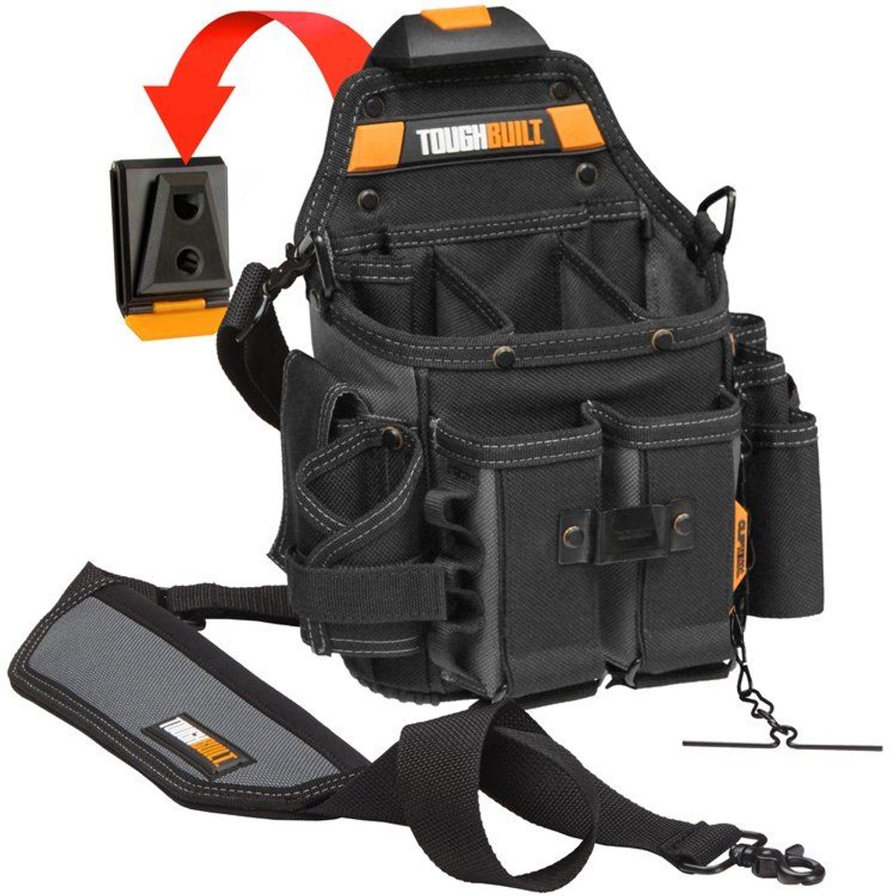 TOUGHBUILT（タフビルト）　電工ポーチ　ショルダーストラップ付　TB-CT-114, 黒, TB-CT-114
