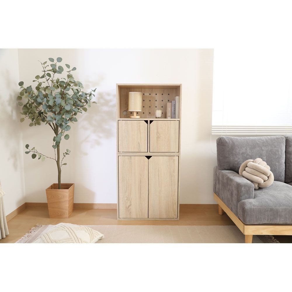 不二貿易 連結できる収納ボックス　オーク【メーカー直送・代引不可】, オーク, 幅600mm&times;奥行290mm&times;高さ646mm