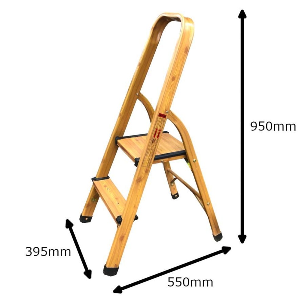 取っ手付アルミステップ木目, 木目（2段）, 2段