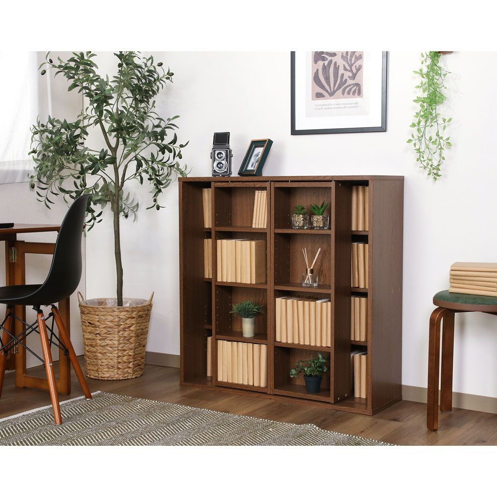 不二貿易 ダブルスライドラック　オークＢＲ　ＤＳ９０９０【メーカー直送・代引不可】, ブラウン, 幅890mm&times;奥行290mm&times;高さ890mm