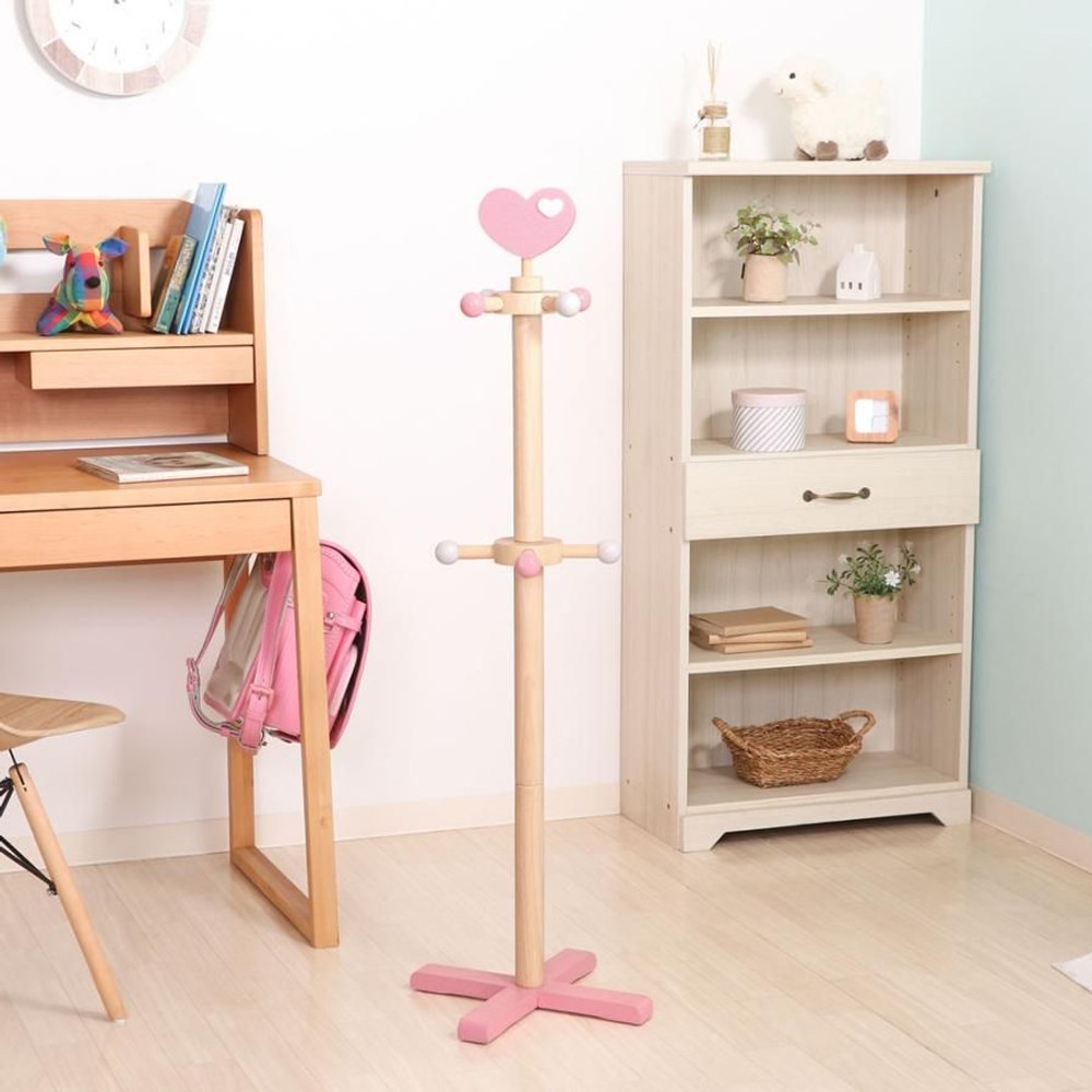 不二貿易  キッズポールハンガー　ハート 【メーカー直送・代引不可】, ピンク, ハート