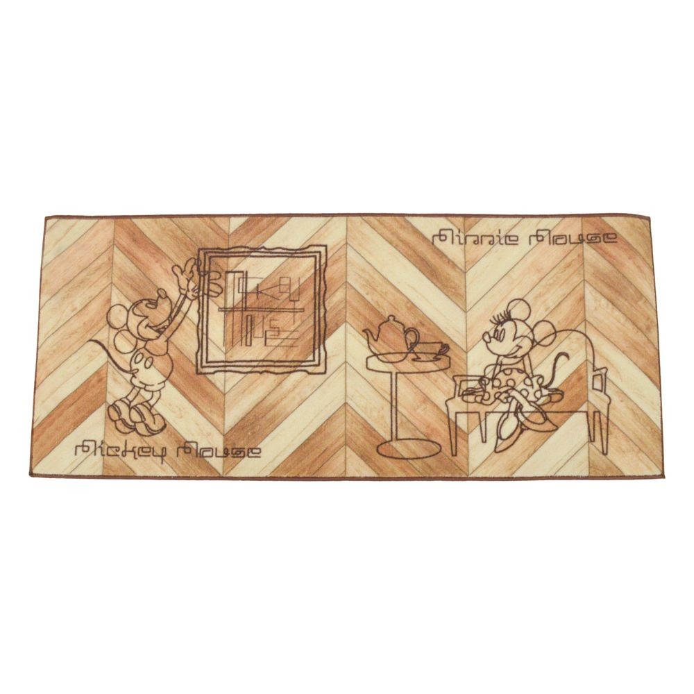 洗える　キッチンマット　約５０Ｘ１２０ＣＭ　ウッド, ブラウン, 50×120cm