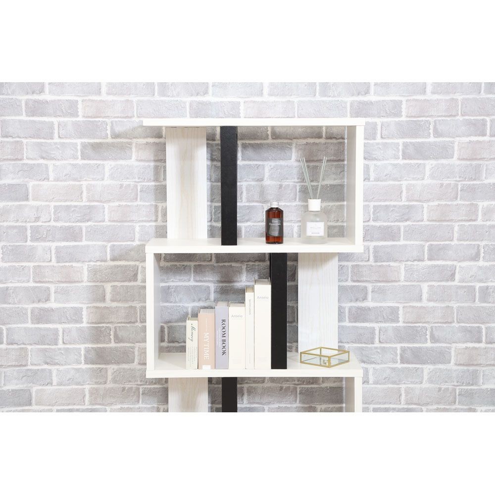 不二貿易 Ｓ字ディスプレイラック　４段　オークＷＨ【メーカー直送・代引不可】, ホワイト, 幅590mm×奥行235mm×高さ1385mm