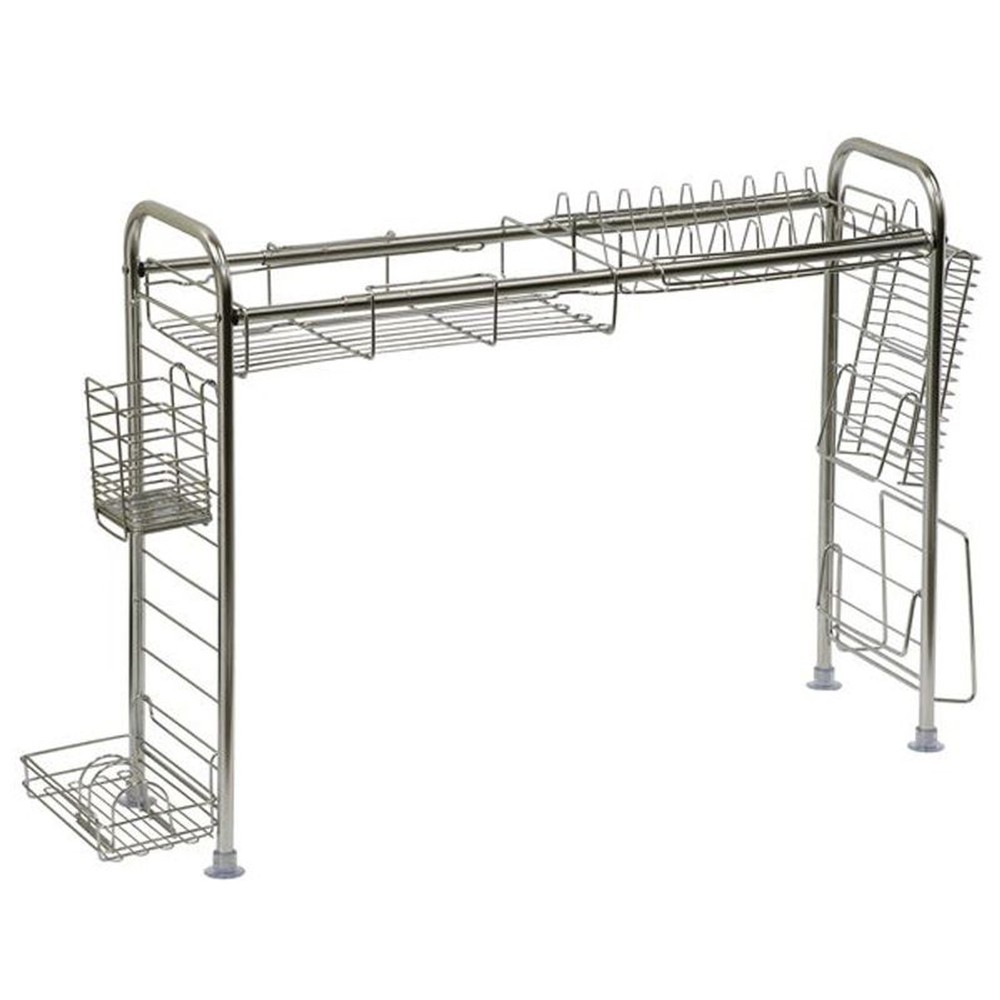 ベストコ 水切りラック ステンレス 伸縮式 シンク上 7点セット ND-9122, ステンレス, 幅550〜995&times;奥行200&times;高さ495mm