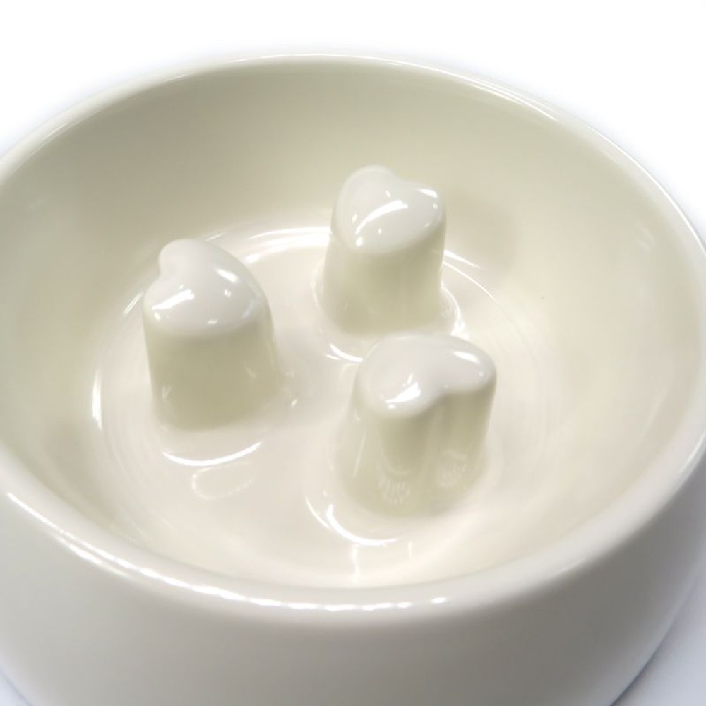 ペット用メラミン食器ゆっくり食べ用凸付き, ピンク, Sサイズ