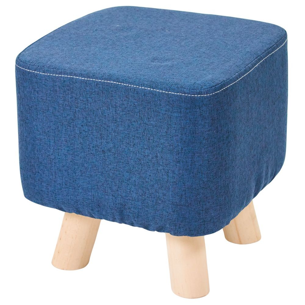 木脚ミニスツール　四角, ネイビー, 四角