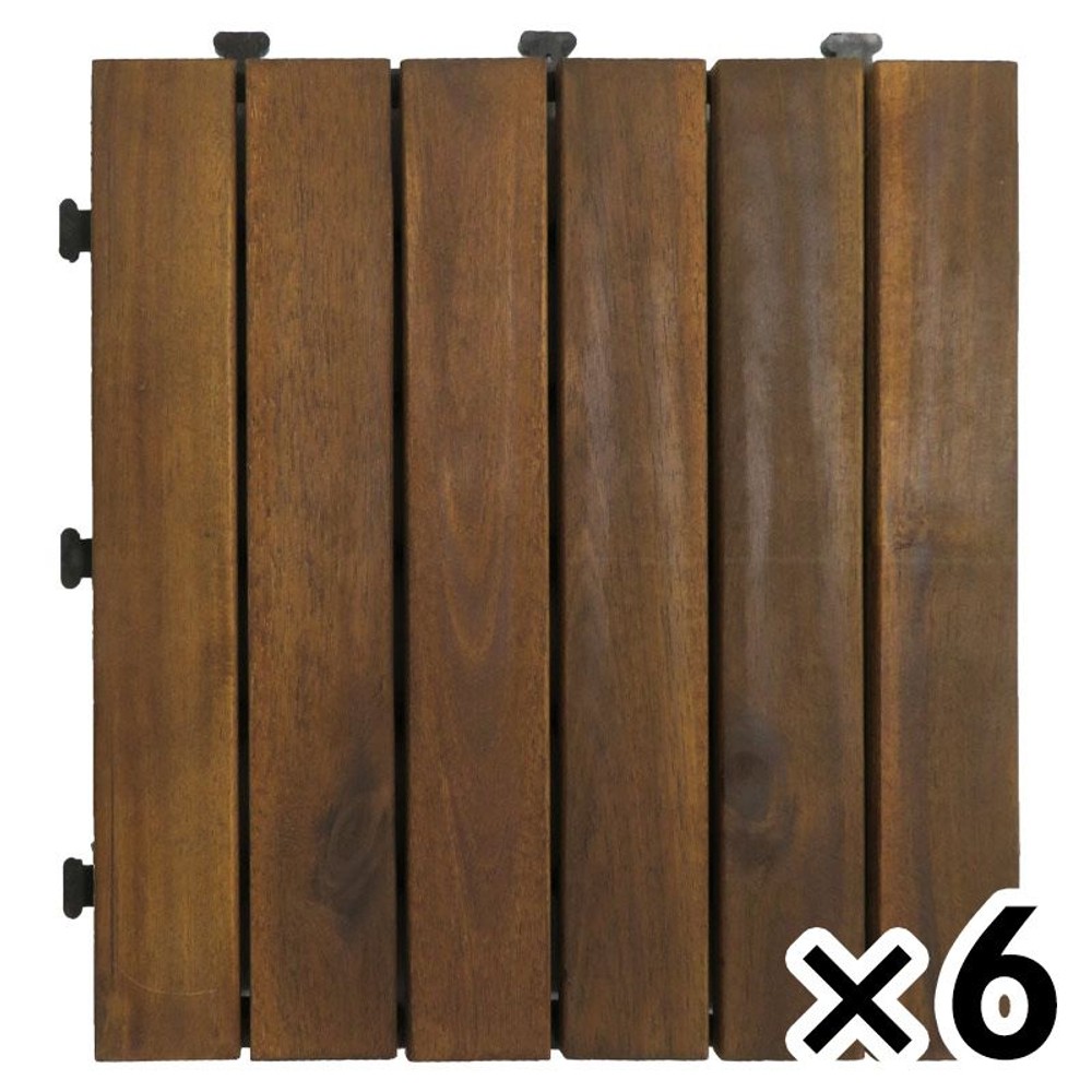 ジョイント式ウッドパネル, ストレート（アカシア）, 6個セット