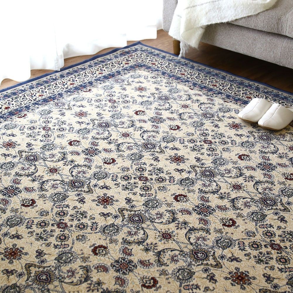 防炎・洗える・抗菌防臭・床暖房対応 国産モケットラグ ANT 240&times;240cm ブルー, ブルー, 240&times;240cm