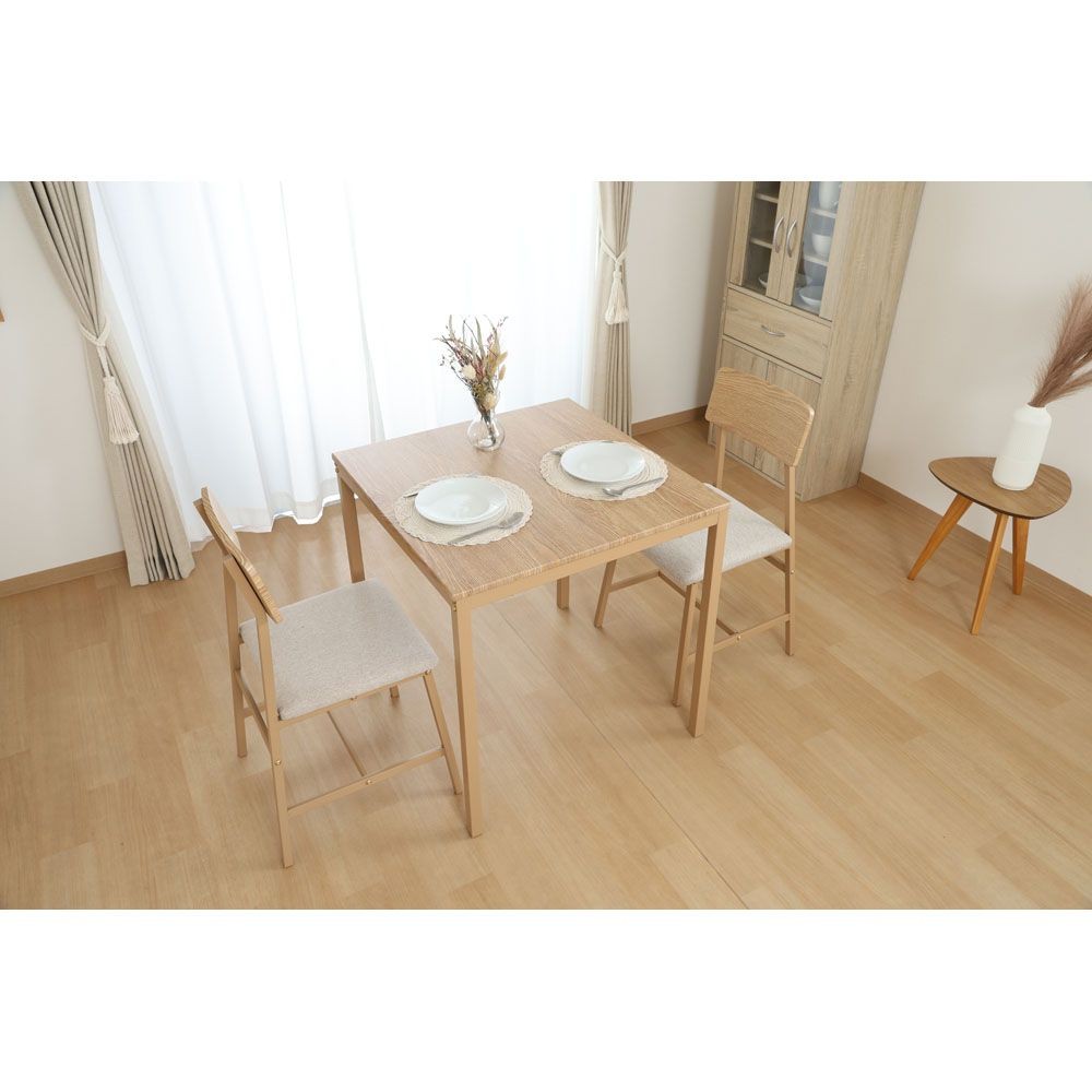 不二貿易 マリー　ダイニングセット３点　ベージュカラー【メーカー直送・代引不可】, ベージュ, 幅700mm&times;奥行700mm&times;高さ720mm