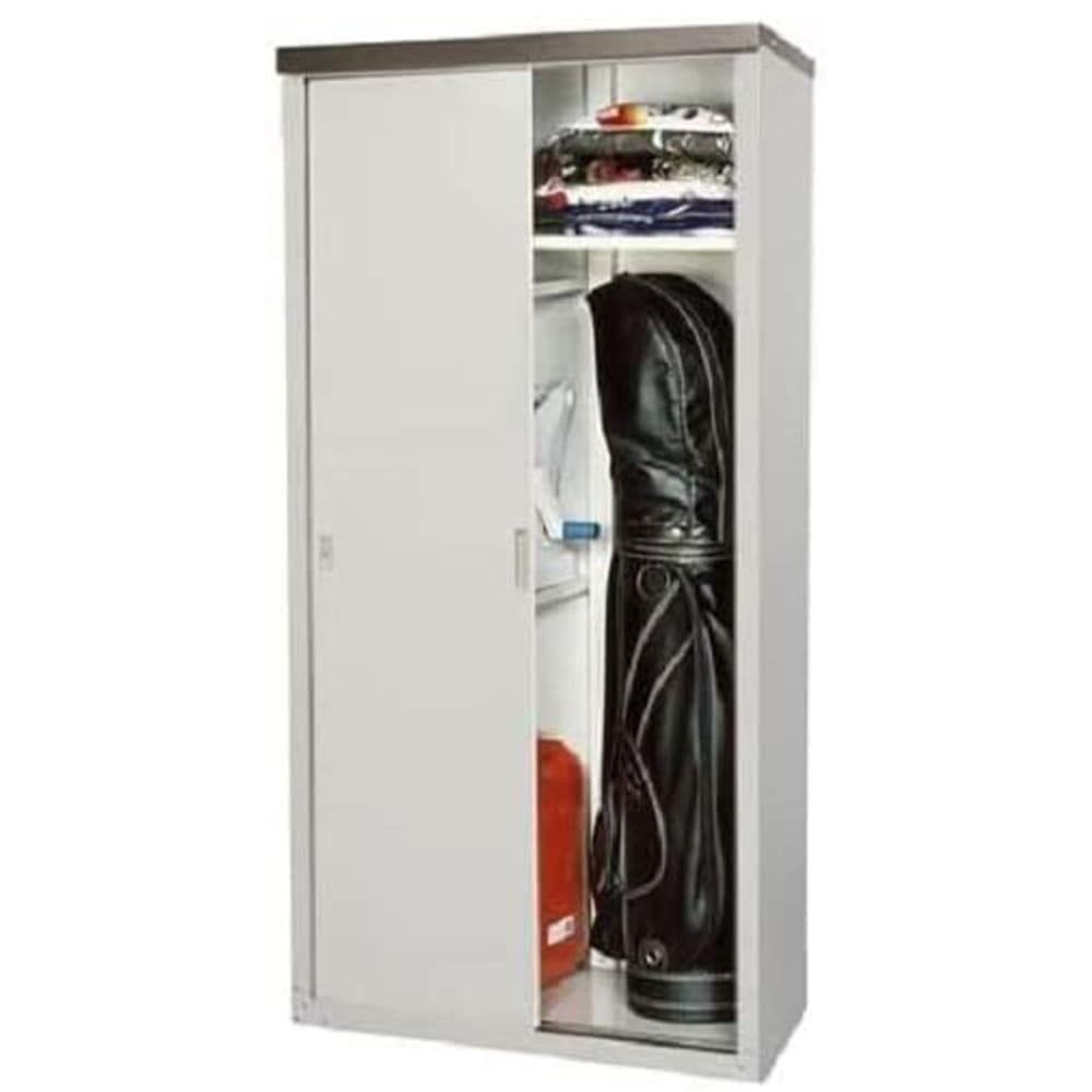 グリーンライフ 家庭用収納庫 ハーフ棚仕様 HS-162HT【メーカー直送・代引不可】, ライトグレー, 幅89cm&times;奥行47cm&times;高さ162cm