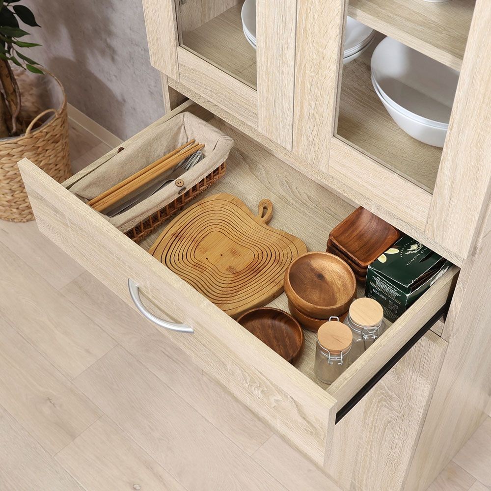 不二貿易 ハイキッチンキャビネット　１８０＊６０　オーク【メーカー直送・代引不可】, オーク, 幅590mm&times;奥行398mm&times;高さ1800mm