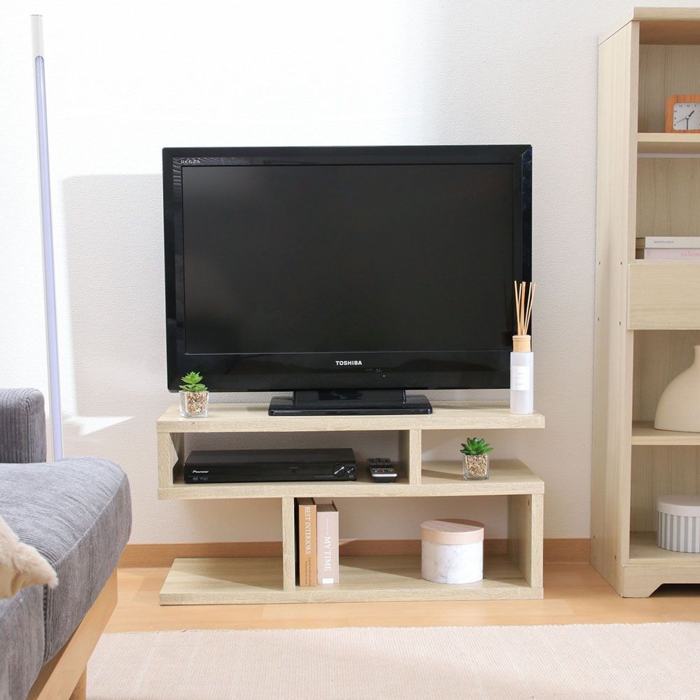 不二貿易 Ｓ字型ＴＶ台　８０幅　オーク【メーカー直送・代引不可】, オーク, 幅792mm×奥行295mm×高さ384mm