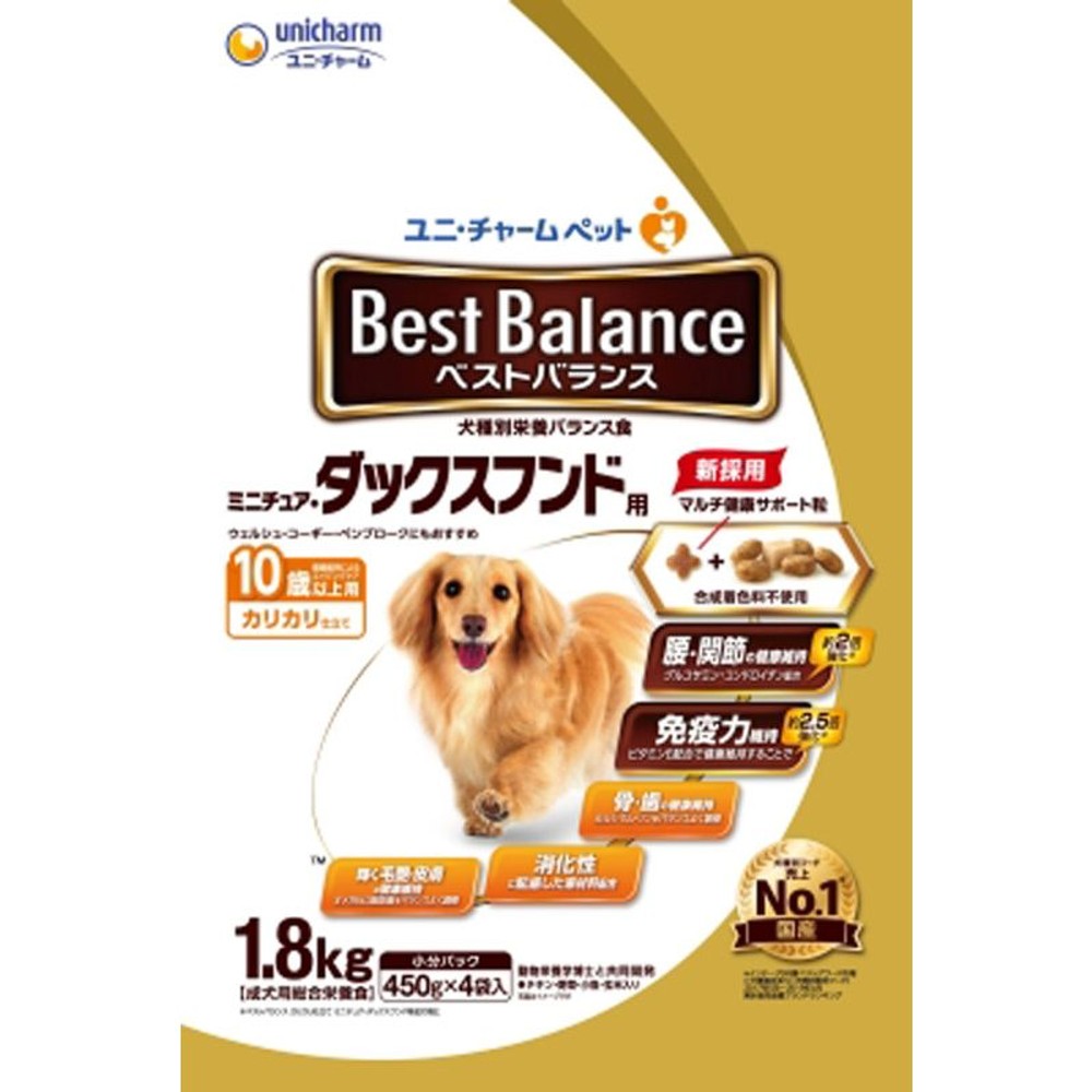 ユニチャーム　ベストバランス　ダックス10歳　1．8ｋｇ, ダックスフンド10歳以上, 450g&times;4袋