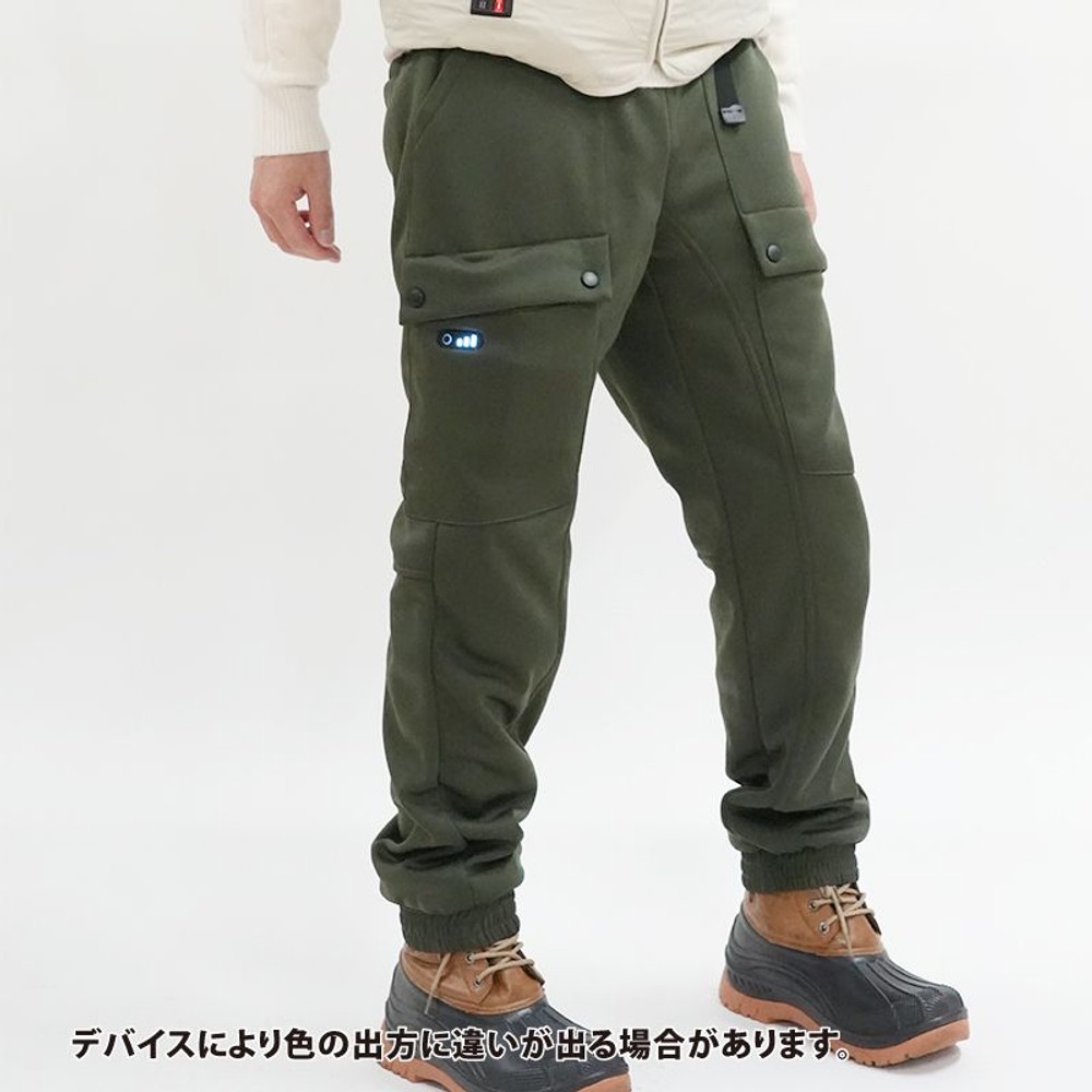 ヒーター内蔵ストレッチパンツ　カーキ, カーキ, Mサイズ