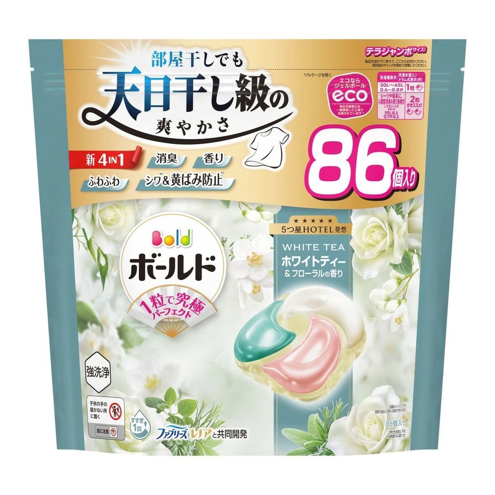 ボールド　ジェルボール４Ｄ　ホワイトティー＆フローラルの香り　詰替　テラジャンボ　８６個, ホワイトティー, 86個入り