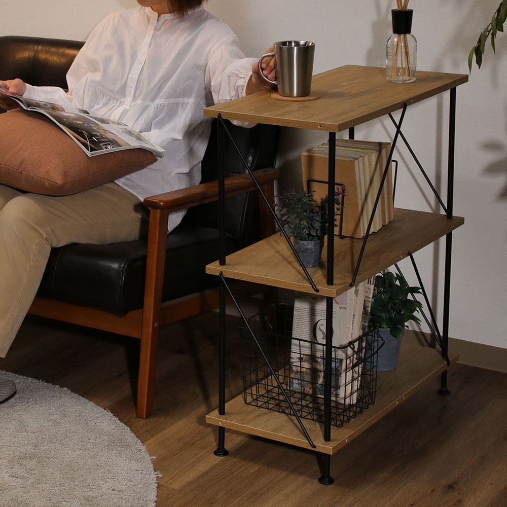 不二貿易 ＥＺＢＯツイストロック　オープンラック３段　ＯＡＫ　ＮＡ【メーカー直送・代引不可】, ナチュラル, 幅615mm×奥行306mm×高さ740mm