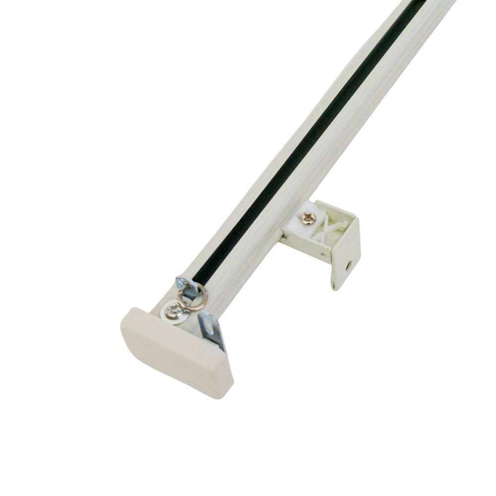 伸縮角型カーテンレール　１．０ｍ用シングル, 木目ホワイト, 1.0ｍ用シングル