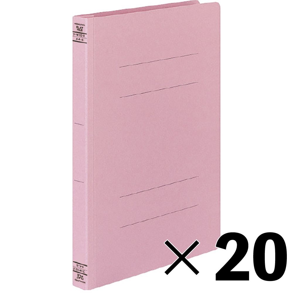 【20冊セット】コクヨ　フラットファイルW樹脂製とじ具 A4縦 25mmとじ ピンク　フーＷ１０Ｐ【メーカー直送・代引不可】, ピンク, A4-S