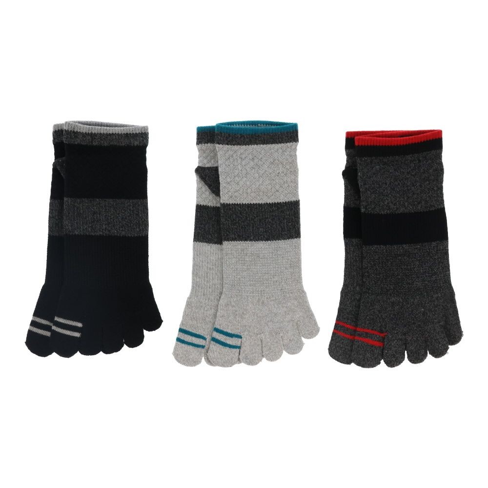 WIZ'A ウィザ ニオイを抑える靴下　五本指　３足組　25-27cm　ショート丈, アソート, 25〜27cm