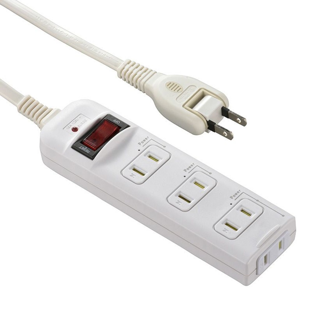 OHM　電源タップ 発煙ガードタップ 集中スイッチ付 雷ガード 4個口, ホワイト（1）, 1.0m