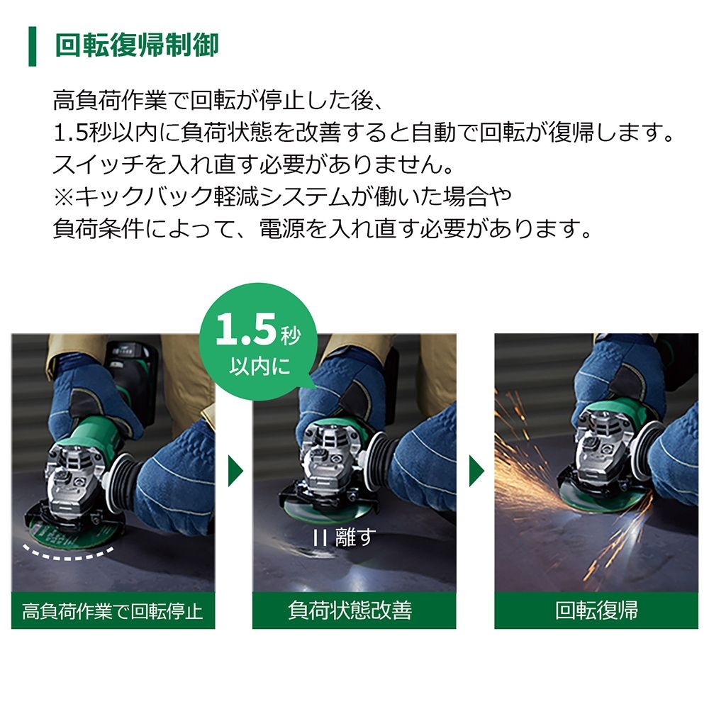 ハイコーキ　HIKOKI ３６ＶディスクＧ（蓄電池２個、充電器付き） G3613DC (2XPZ), グリーン, G3613DC (2XPZ)