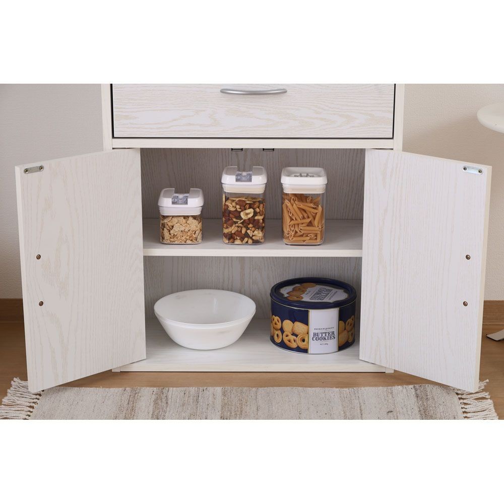 不二貿易 ミドルキッチンキャビネット　オークＷＨ【メーカー直送・代引不可】, ホワイト, 幅600mm&times;奥行290mm&times;高さ1200mm